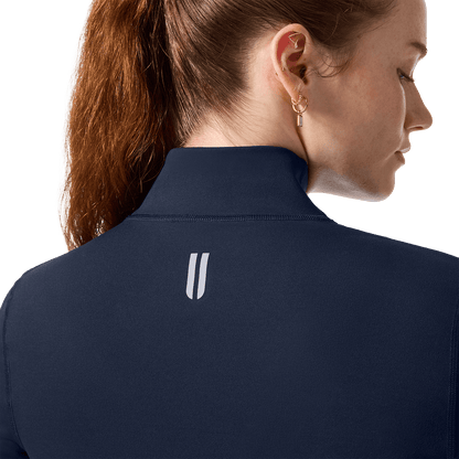 Women's Night Navy NOBULL Matte Zip-Up Jacket Back Detail Angle.