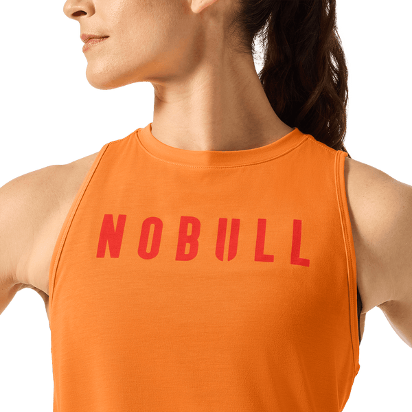 Women's Flare NOBULL Muscle Tank Front Detail Angle.
