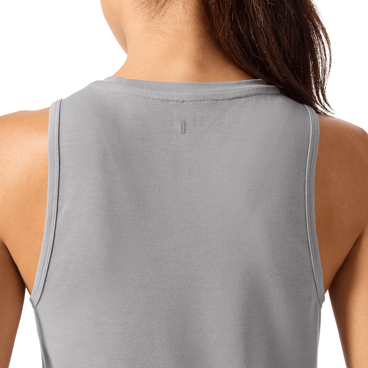 Women's Gray Camo Fill NOBULL Muscle Tank Back Detail Angle.