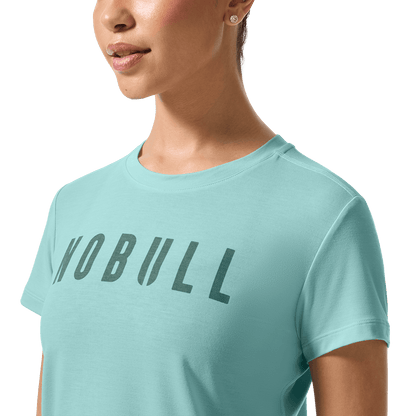 Women's Blue Haze NOBULL Tee Front Detail Angle.