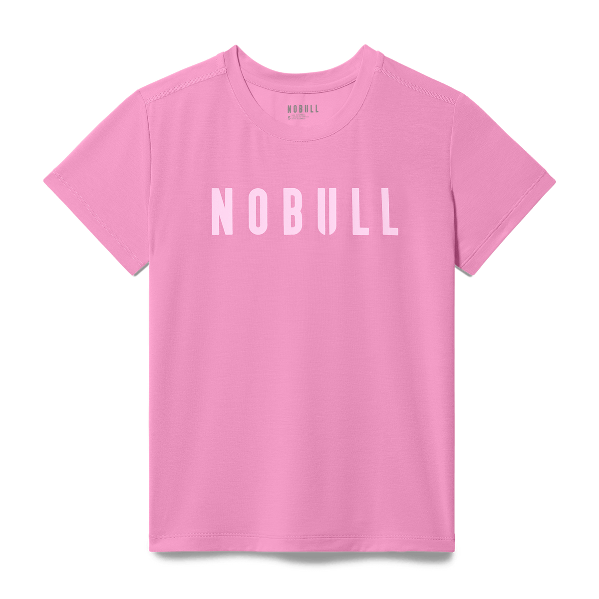 Women's Soft Pink NOBULL Tee Flat Lay Angle.