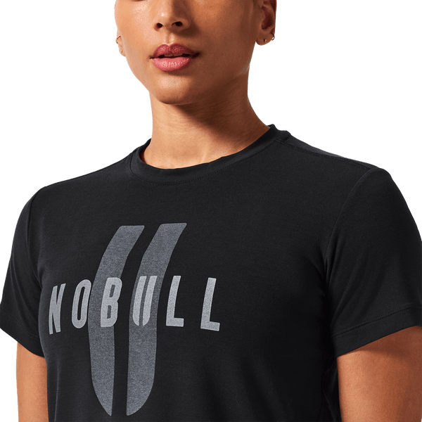 Women's Black NOBULL U Boxy Tee Front Detail Angle.