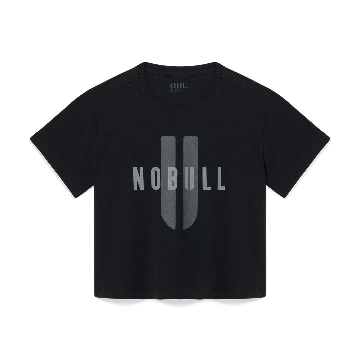 Women's Black NOBULL U Boxy Tee Flat Lay Angle.