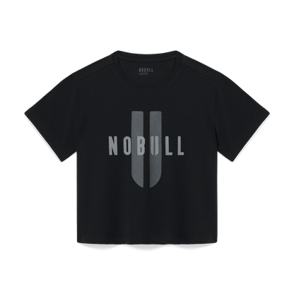 Women's Black NOBULL U Boxy Tee Flat Lay Angle.