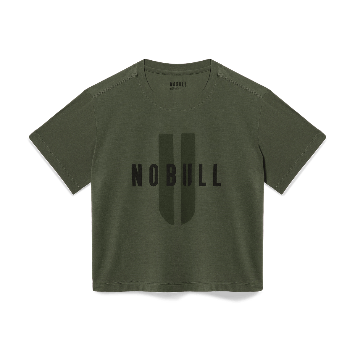 Women's Dark Army NOBULL U Boxy Tee Flat Lay Angle.