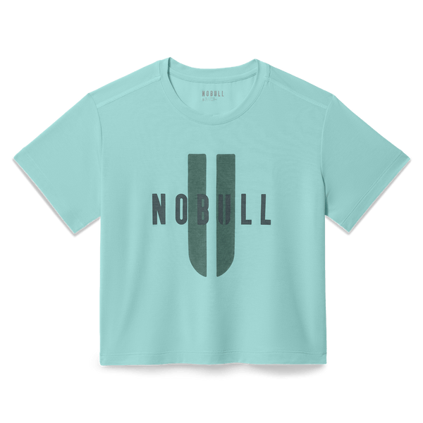 Women's Blue Haze NOBULL U Boxy Tee Flat Lay Angle.