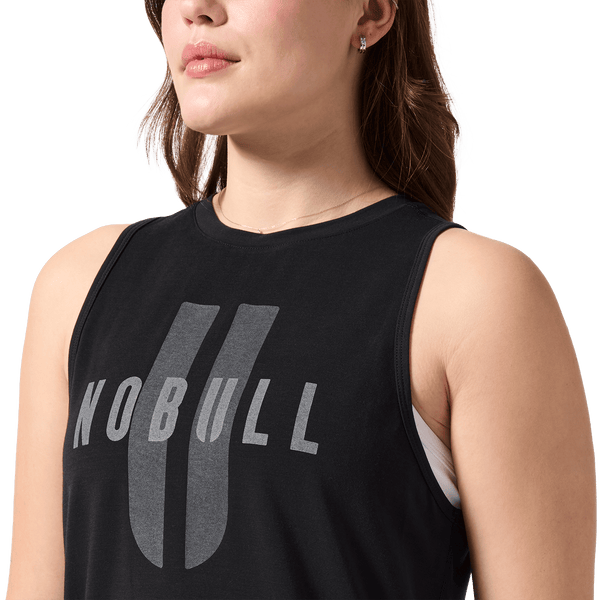 Women's Black NOBULL U Muscle Tank Front Detail Angle.