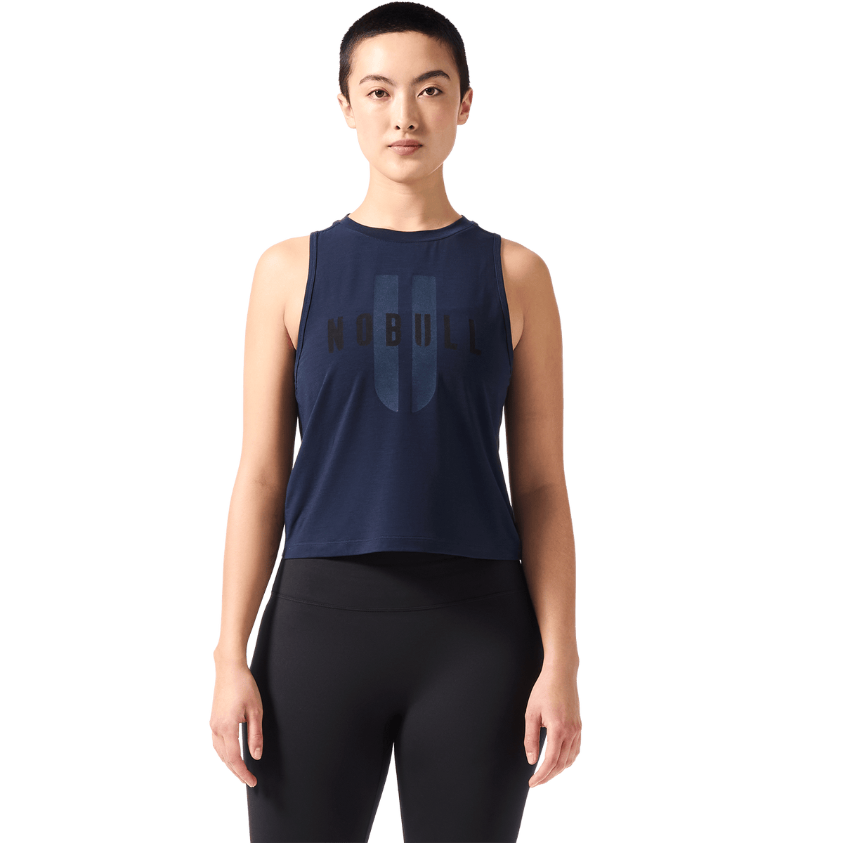 Women's Night Navy NOBULL U Muscle Tank Front Angle.