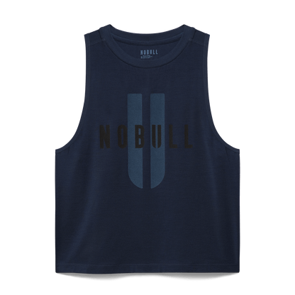 Women's Night Navy NOBULL U Muscle Tank Flat Lay Angle.