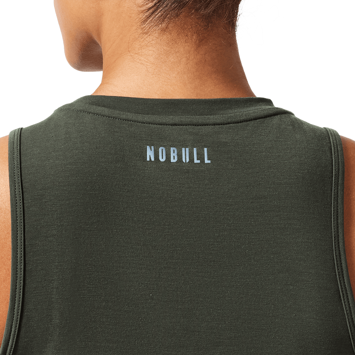 Women's Dark Army NOBULL U Muscle Tank Back Detail Angle.