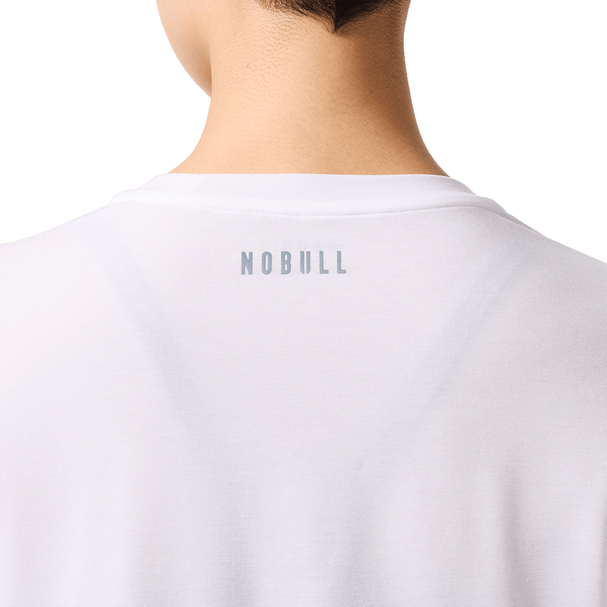 Women's White U Boxy Tee Back Detail Angle.