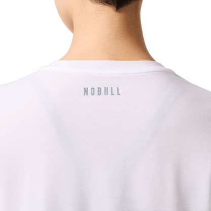 Women's White U Boxy Tee Back Detail Angle.