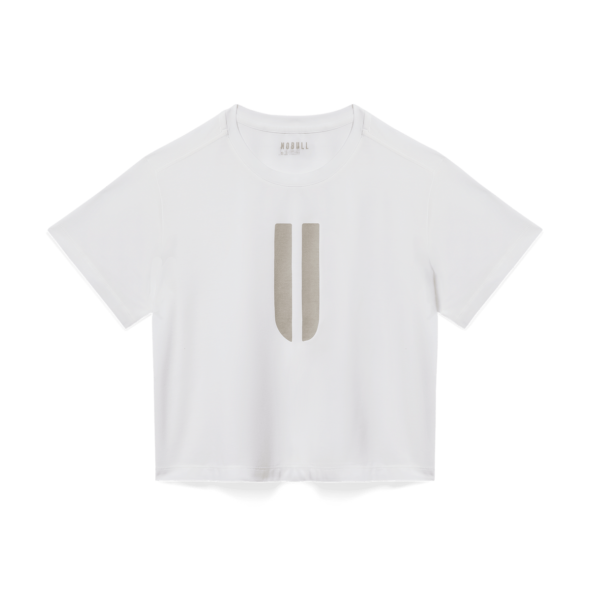 Women's White U Boxy Tee Flat Lay Angle.
