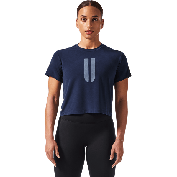 Women's Night Navy U Boxy Tee Front Angle.