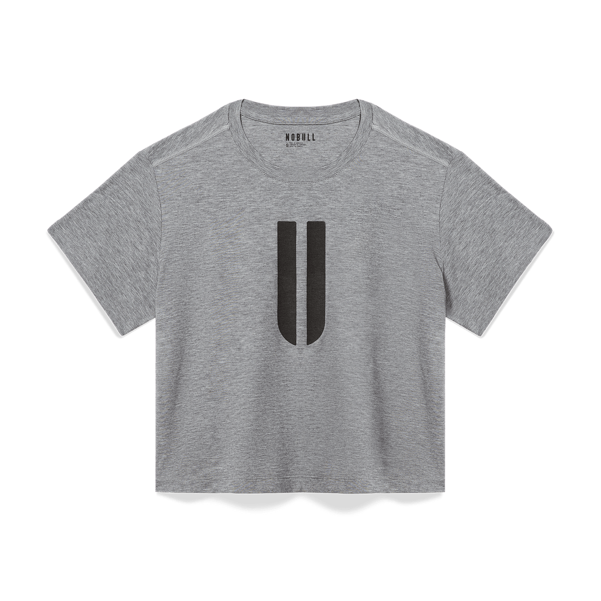 Women's Heather Grey U Boxy Tee Flat Lay Angle.