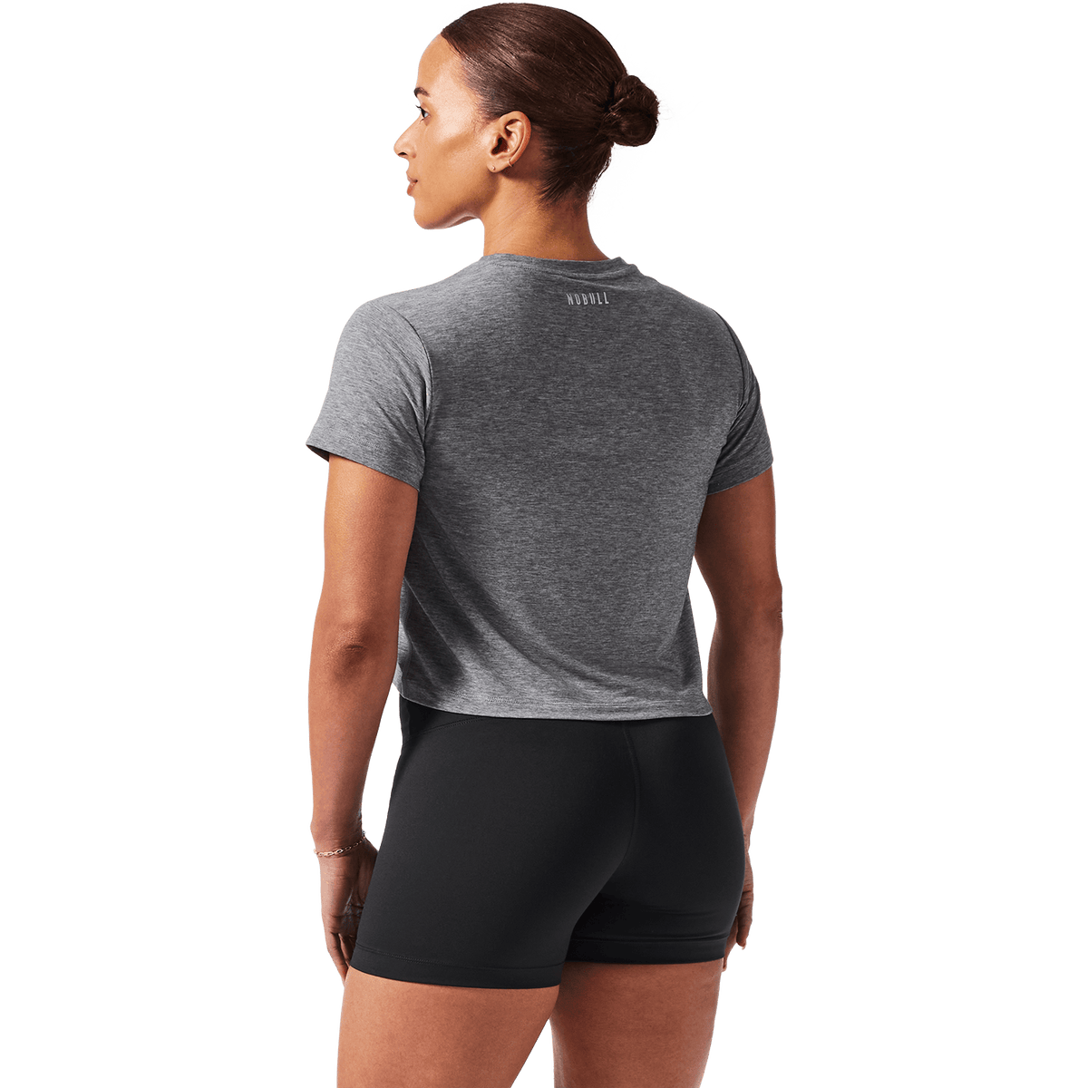 Women's Heather Grey U Boxy Tee Back Angle.