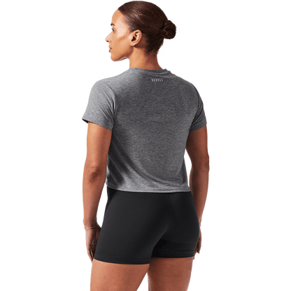 Women's Heather Grey U Boxy Tee Back Angle.