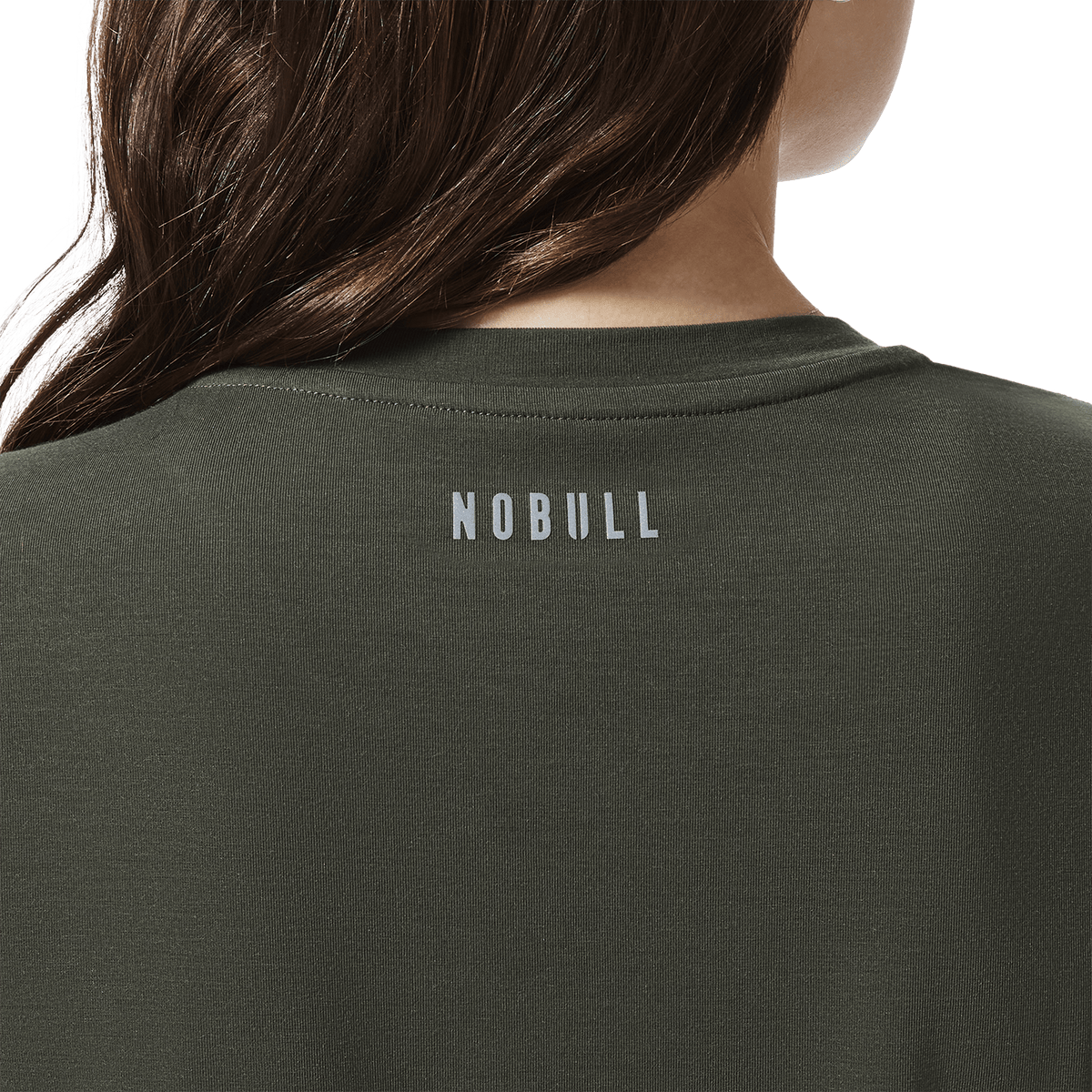 Women's Dark Army U Boxy Tee Back Detail Angle.
