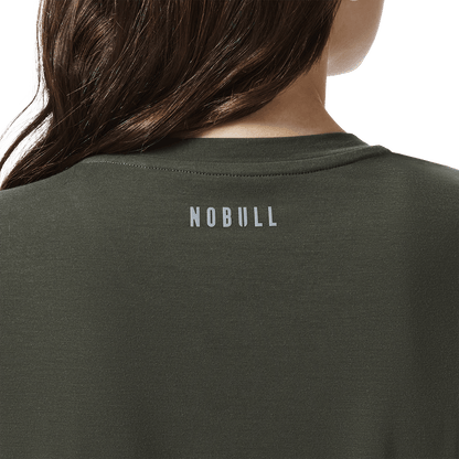Women's Dark Army U Boxy Tee Back Detail Angle.