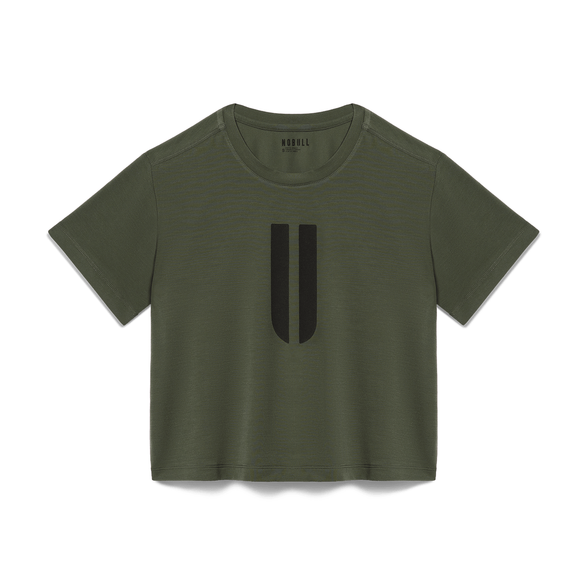 Women's Dark Army U Boxy Tee Flat Lay Angle.