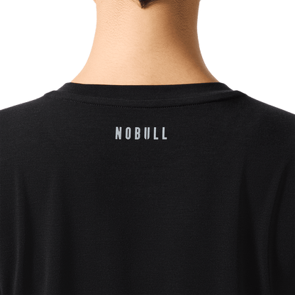 Women's Black U Boxy Tee Back Detail Angle.