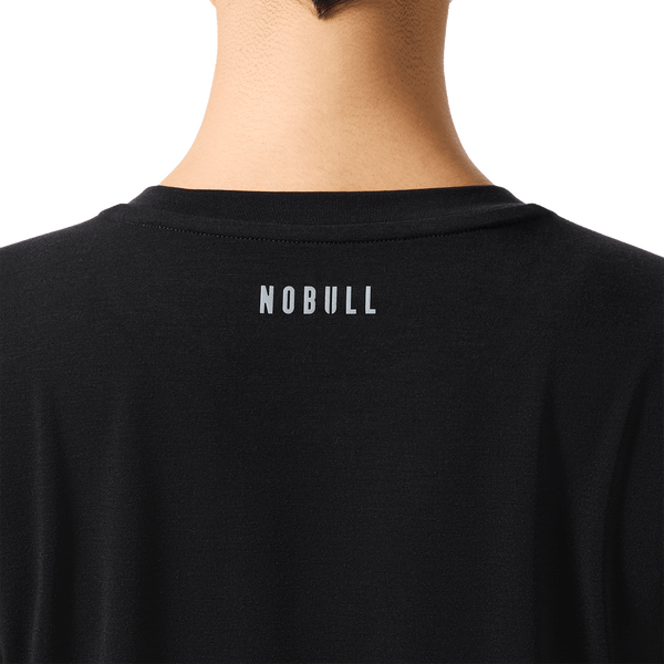 Women's Black U Boxy Tee Back Detail Angle.