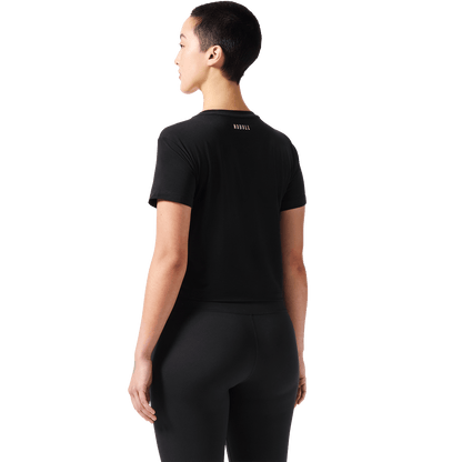 Women's Black U Boxy Tee Back Angle.
