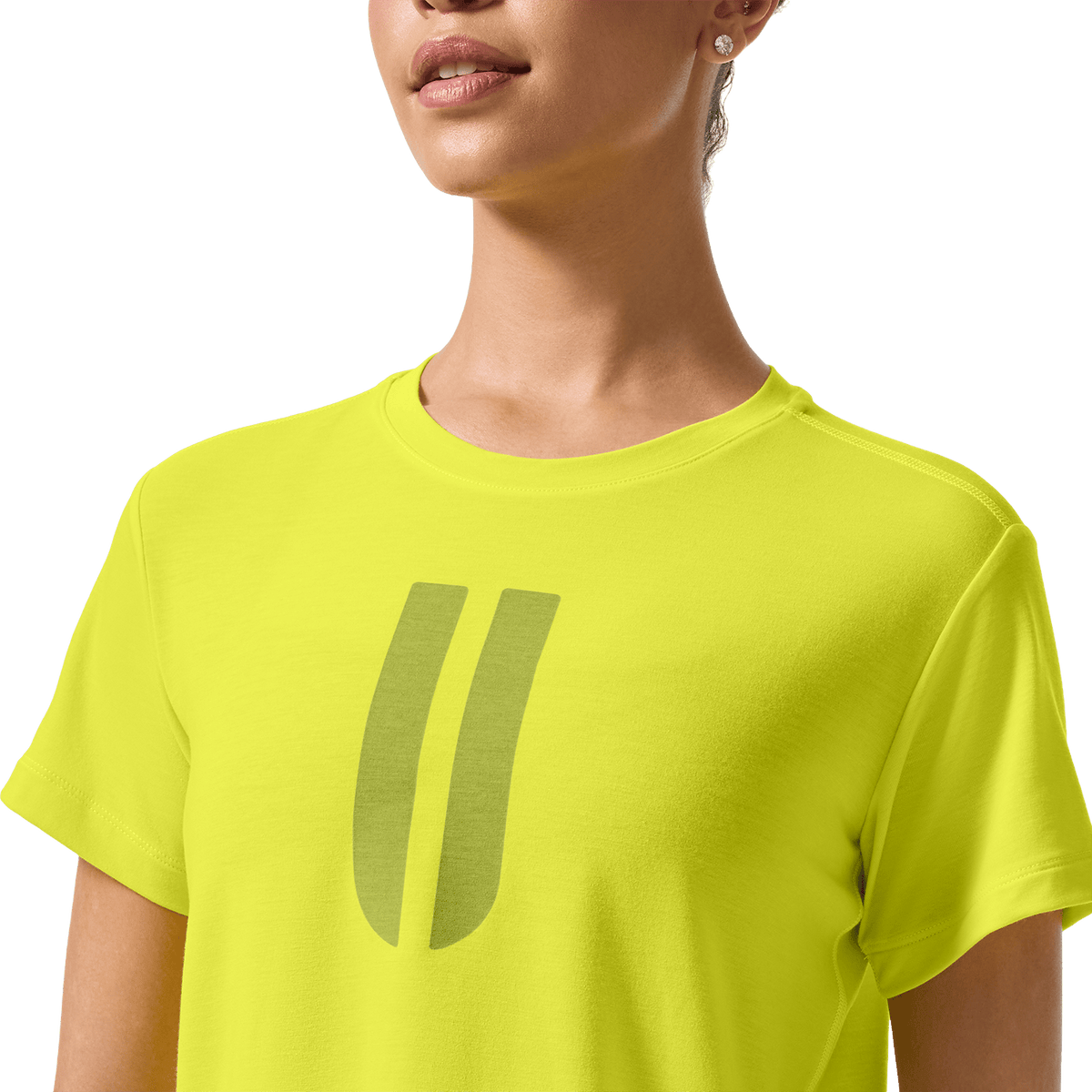 Women's Zest U Boxy Tee Front Detail On Body Angle.