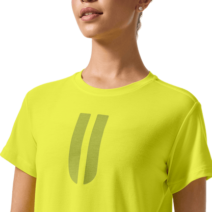 Women's Zest U Boxy Tee Front Detail On Body Angle.