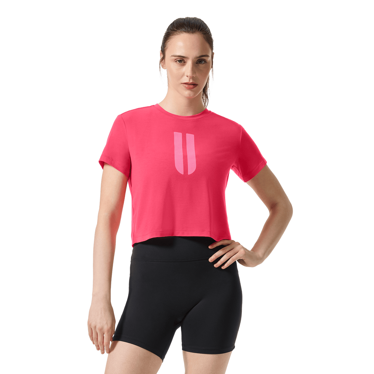 Women's Punch U Boxy Tee Front On Body Angle.