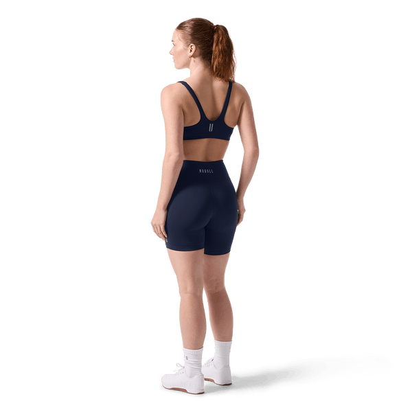 Women's Night Navy U High-Rise Matte Short 6" Back On Body Angle.