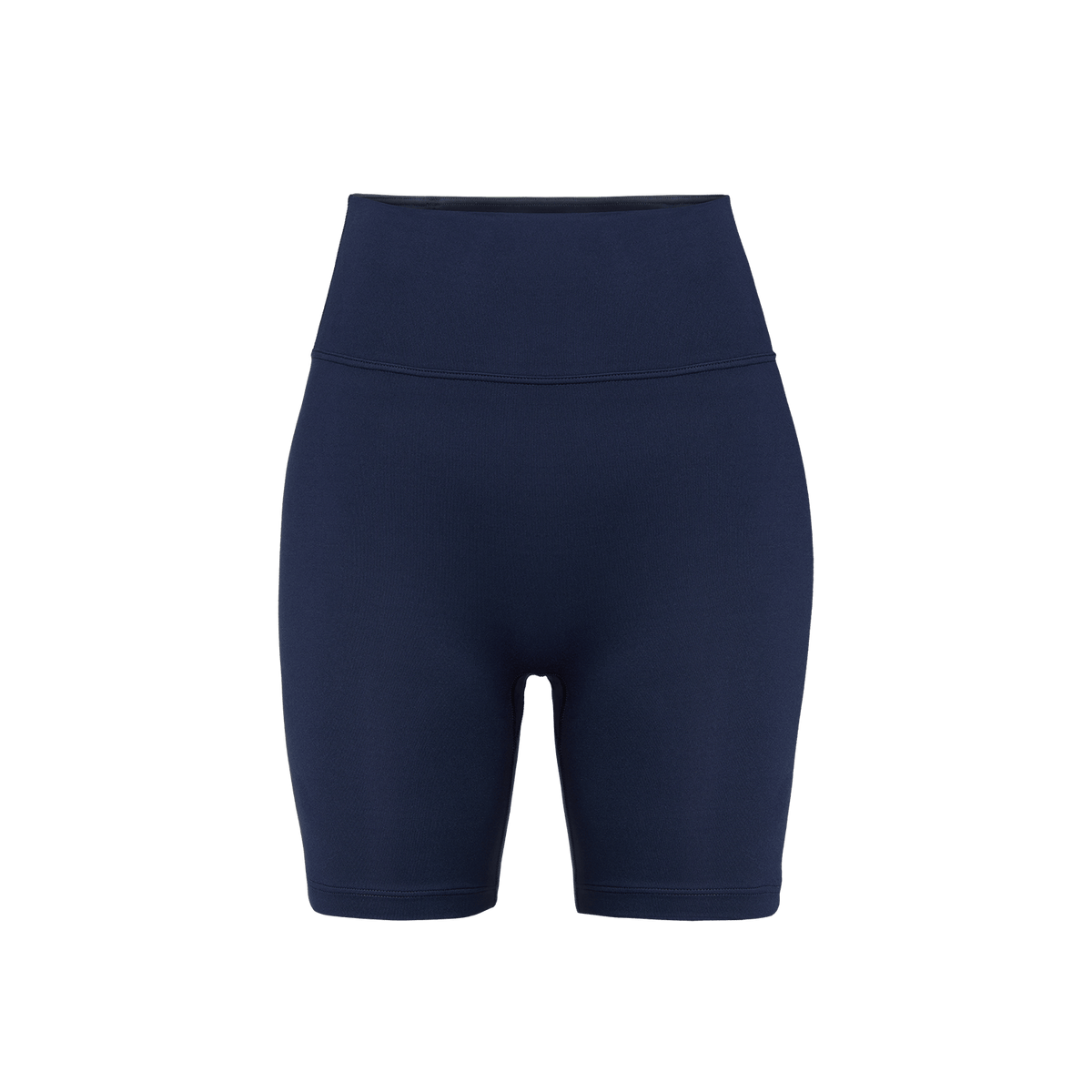 Women's Night Navy U High-Rise Matte Short 6" Front Silhouette Angle.