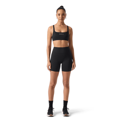 Women's Black U High-Rise Matte Short 6" Front Full Body Angle.