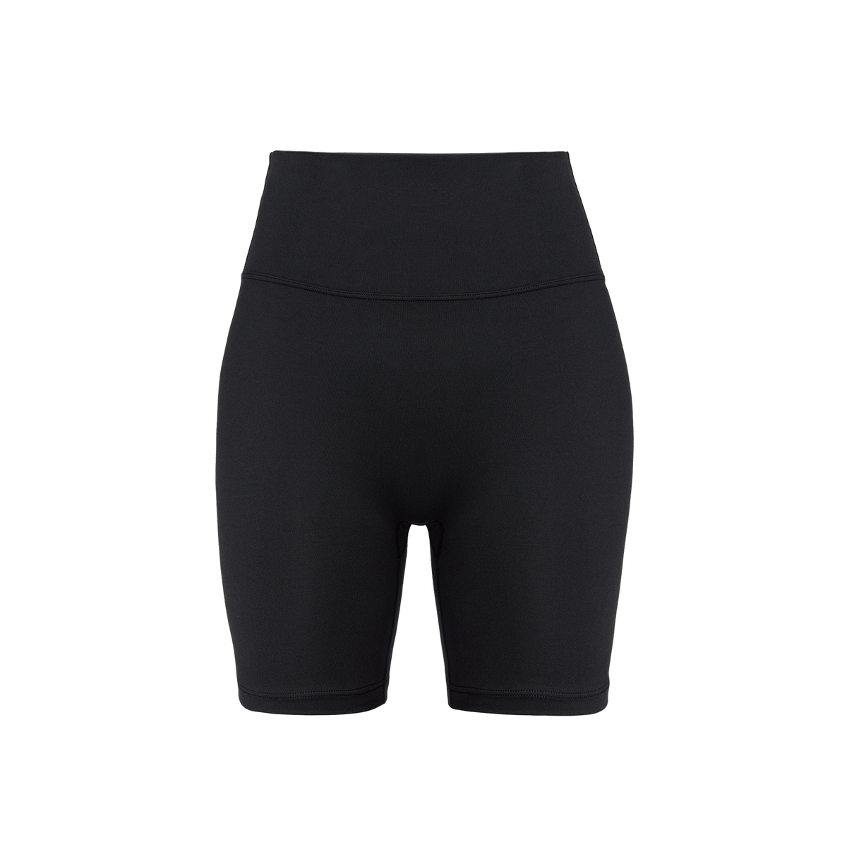 Women's Black U High-Rise Matte Short 6" Front Silhouette Angle.