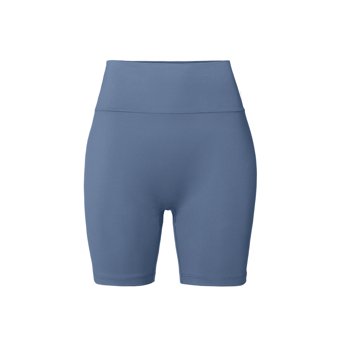 Women's Dusty Blue U High-Rise Matte Short 6" Front Silhouette Angle.