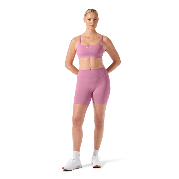 Women's Soft Pink U High-Rise Matte Short 6" Front Full Body Angle.