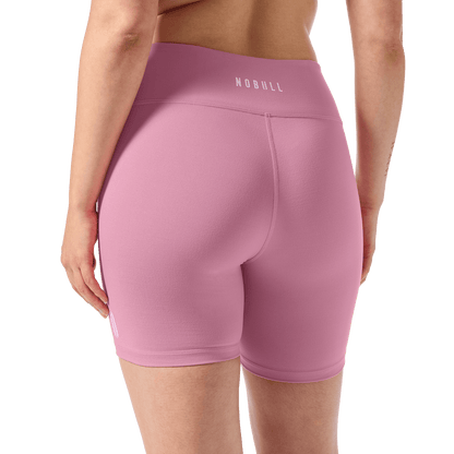 Women's Soft Pink U High-Rise Matte Short 6" Back Detail Angle.
