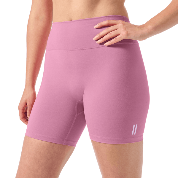 Women's Soft Pink U High-Rise Matte Short 6" Front Detail Angle.