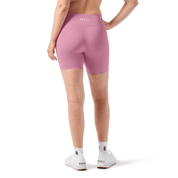 Women's Soft Pink U High-Rise Matte Short 6" Back Lower Body Angle.