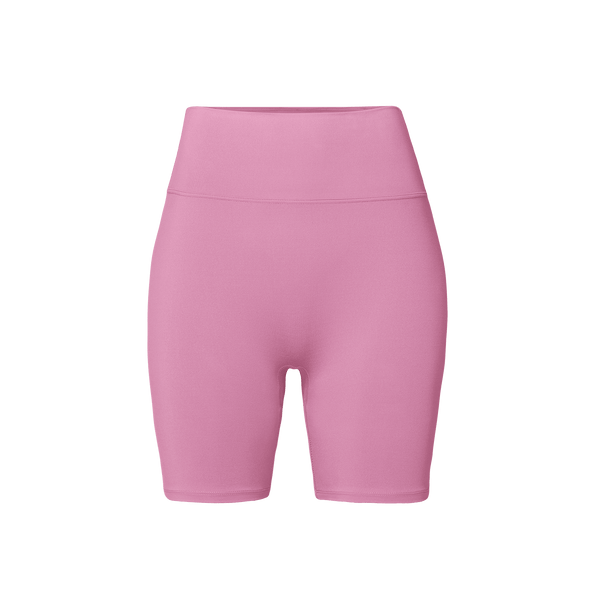 Women's Soft Pink U High-Rise Matte Short 6" Front Silhouette Angle.
