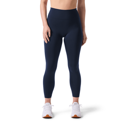 Women's Night Navy U High-Rise Matte Tight 25" Front Lower Body Angle.