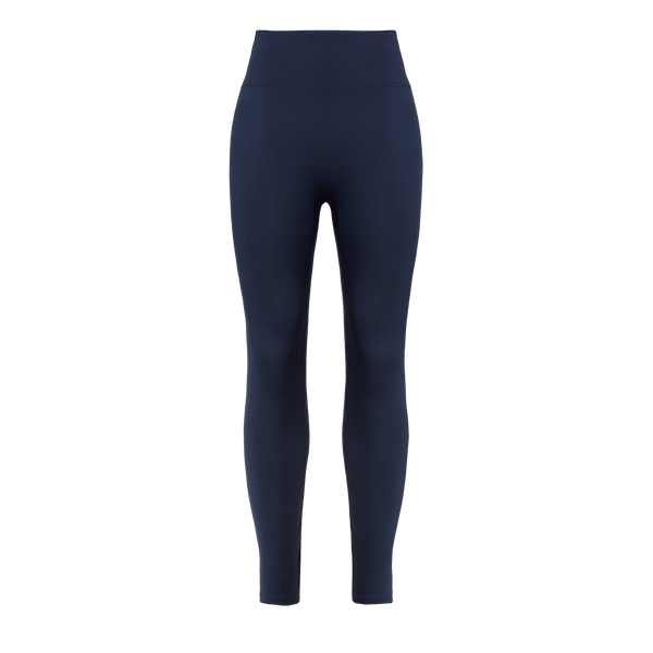 Women's Night Navy U High-Rise Matte Tight 25" Front Silhouette Angle.