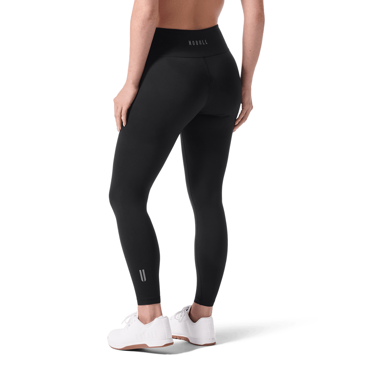 Women's Black U High-Rise Matte Tight 25" Back Lower Body Angle.
