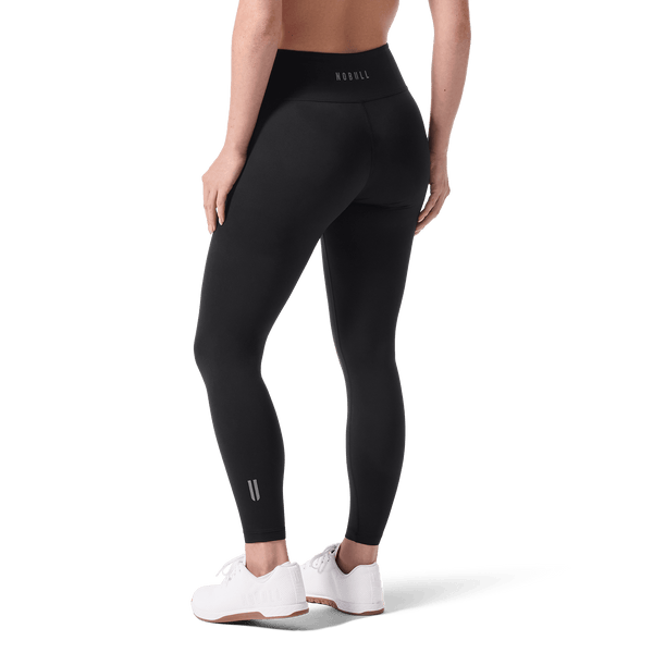 Women's Black U High-Rise Matte Tight 25" Back Lower Body Angle.