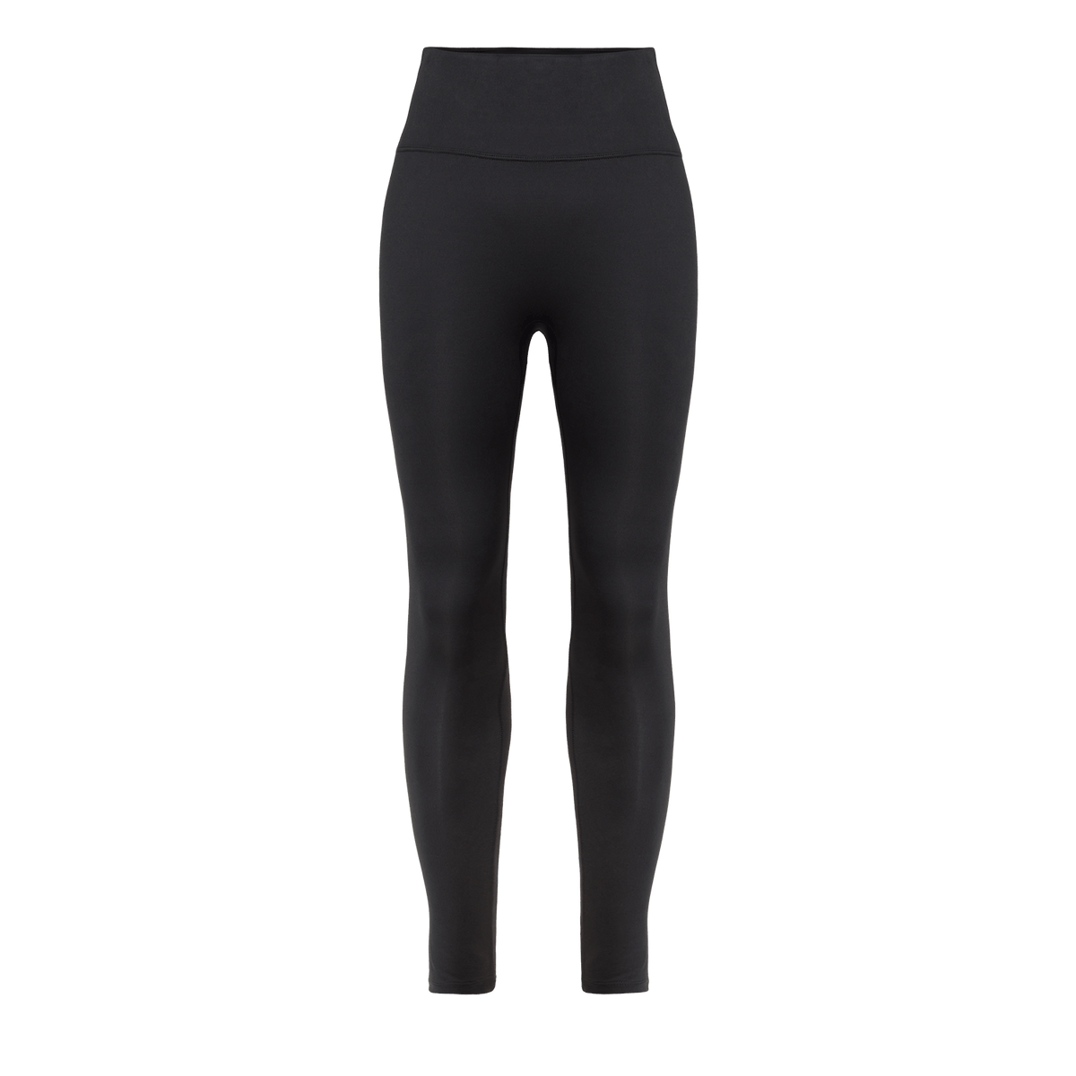 Women's Black U High-Rise Matte Tight 25" Front Silhouette Angle.