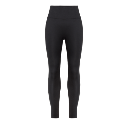 Women's Black U High-Rise Matte Tight 25" Front Silhouette Angle.