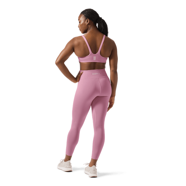 Women's Soft Pink U High-Rise Matte Tight 25" Back Full Body Angle.
