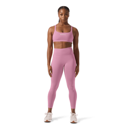 Women's Soft Pink U High-Rise Matte Tight 25" Front Full Body Angle.
