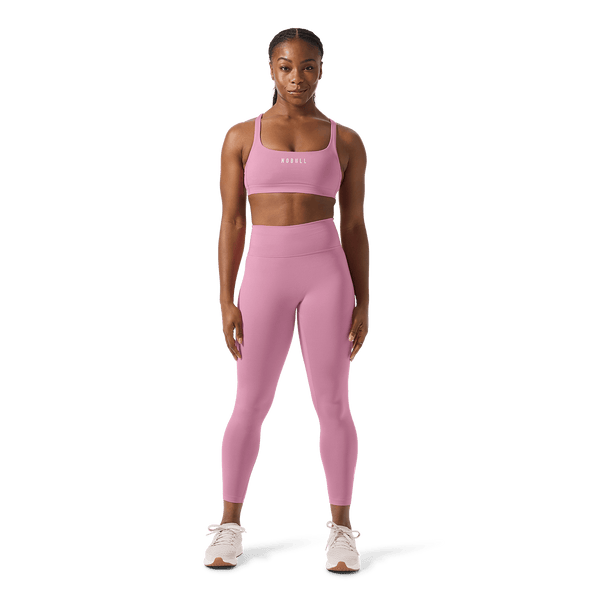 Women's Soft Pink U High-Rise Matte Tight 25" Front Full Body Angle.