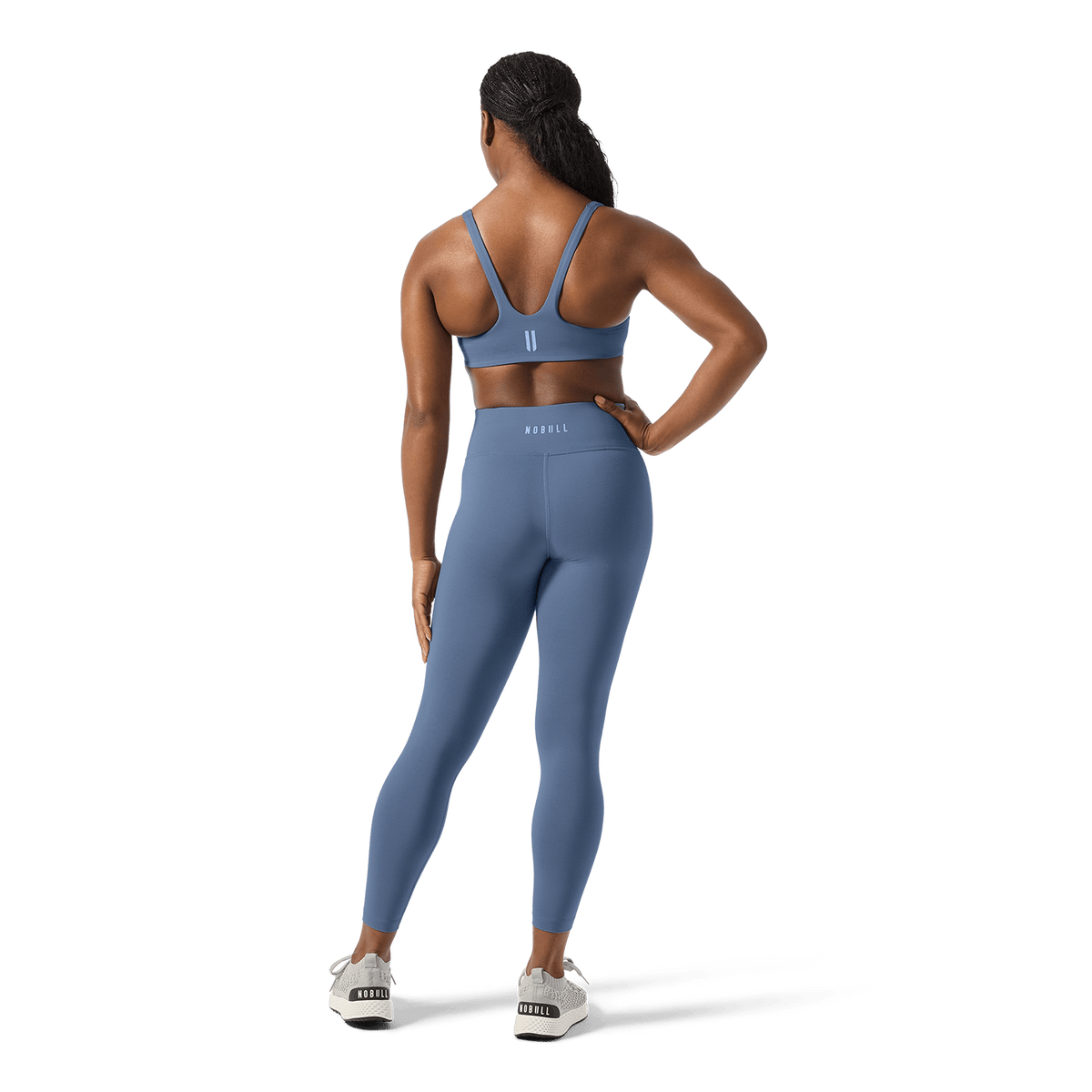 Women's Dusty Blue U High-Rise Matte Tight 25" Back Full Body Angle.